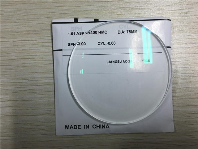 1.61 Optical Cr39 Single Vision Lenses MR-8 Monomer ASP UV400 HMC Coating