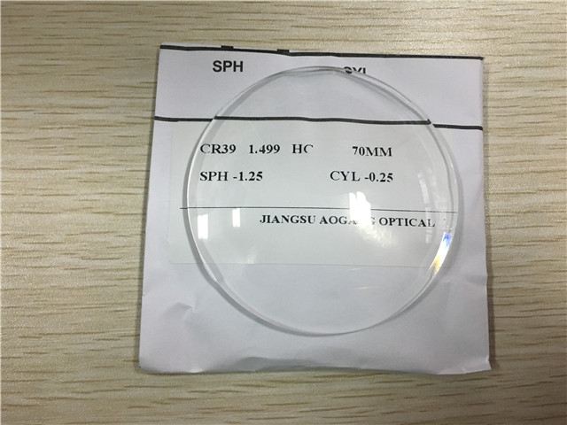 Spectacles Cr39 Single Vision Lenses Japan Monomer 1.499 Index Hard Coating